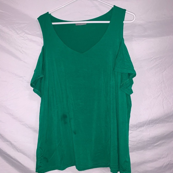 Green short sleeve shoulder cut out top - Picture 5 of 8